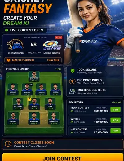 Comeinwin (come com) fantasy cricket & matchday visual 3